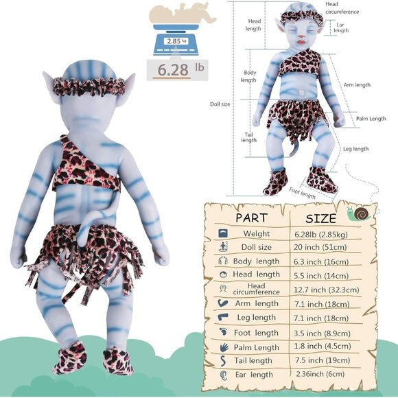 🆕 20inch Full Silicon Sleeping Avatar Alien Reborn Lifelike Baby Doll Girl - Picture 5 of 6